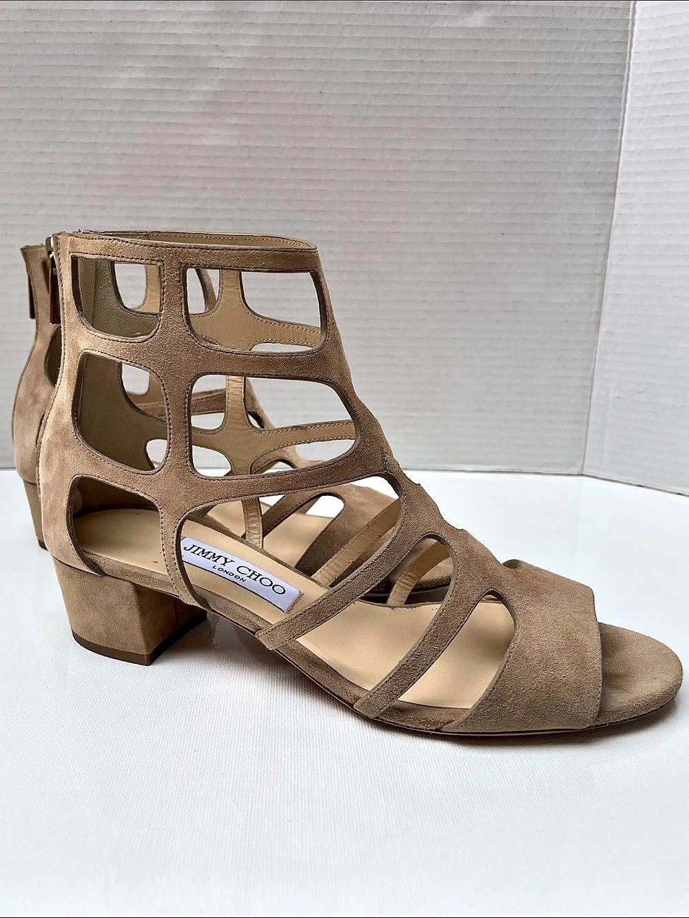 Jimmy Choo Ren Suede Cutout Sandals Tan EU 39.5